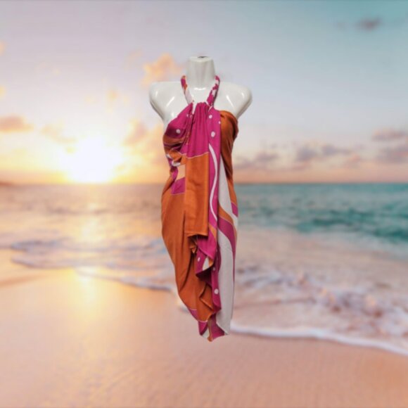 Womens Sarong Pareo Cotton Wrap HandPainted Batik Wrapskirt Beachwear -NEW - Picture 2 of 5